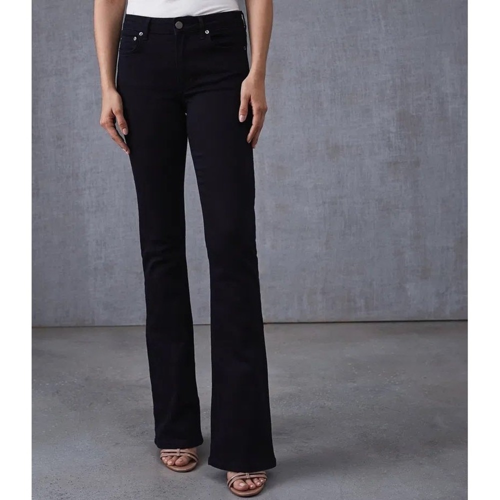 Reiss Anabelle Flare Jeans Ink Black Mid Rise Skinny Flare Size 28 NWT